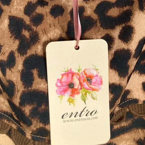 🎄NWT Entro Cheetah Print Square Neck Midi Dress with Ric-Rac Trim Sz 2X - Picture 6 of 11